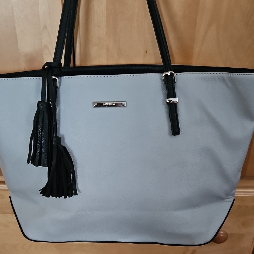 Nine West Black and Gray Structured Tote Bag